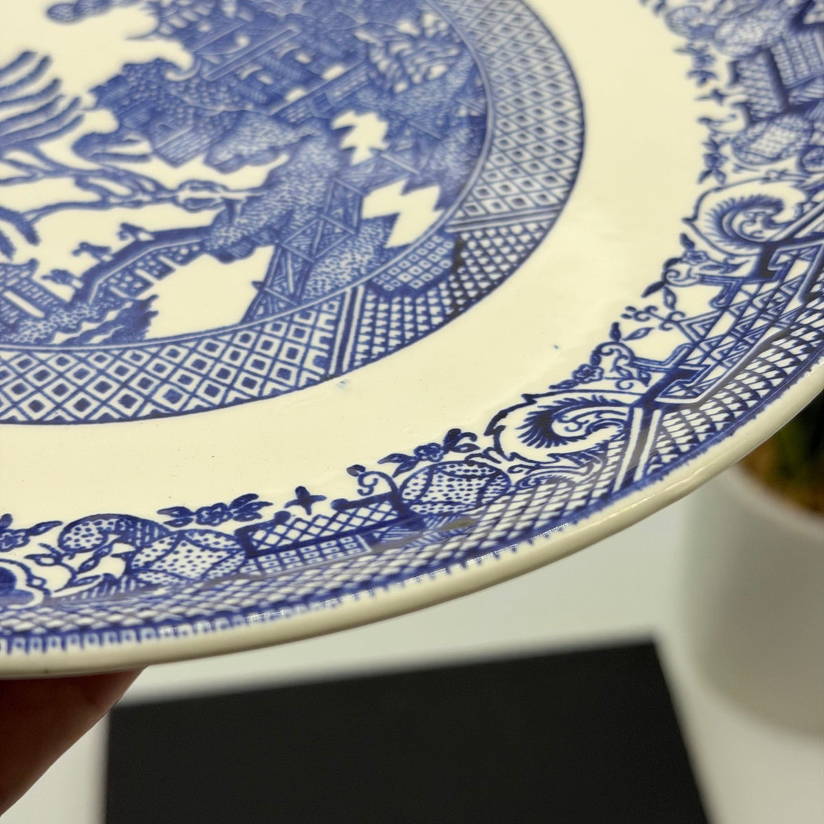 Vintage Blue Willow Blue and White Transferware Ceramic Sandwich Plate 9"