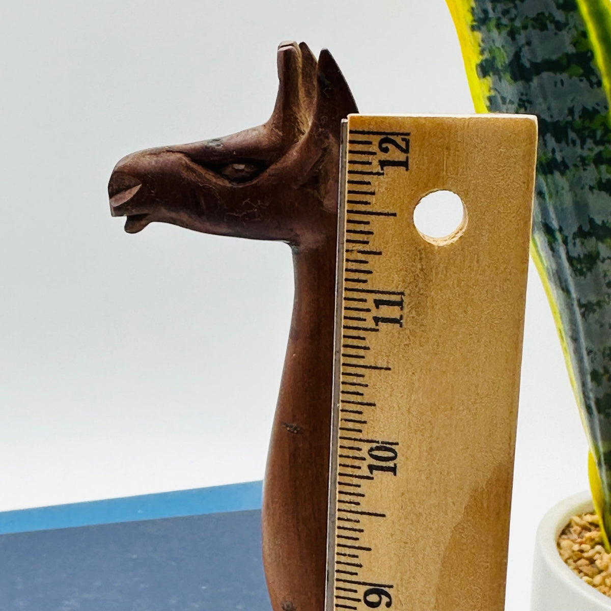 Hand Carved Wooden Giraffe Figurine 12" Boho African Safari Decor