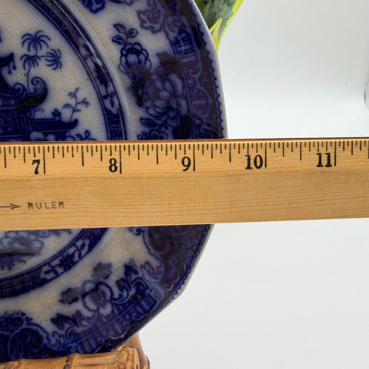 Antique Thomas Phillips & Son Lahore Burslem Flow Blue Plate Pagoda Chinoiserie