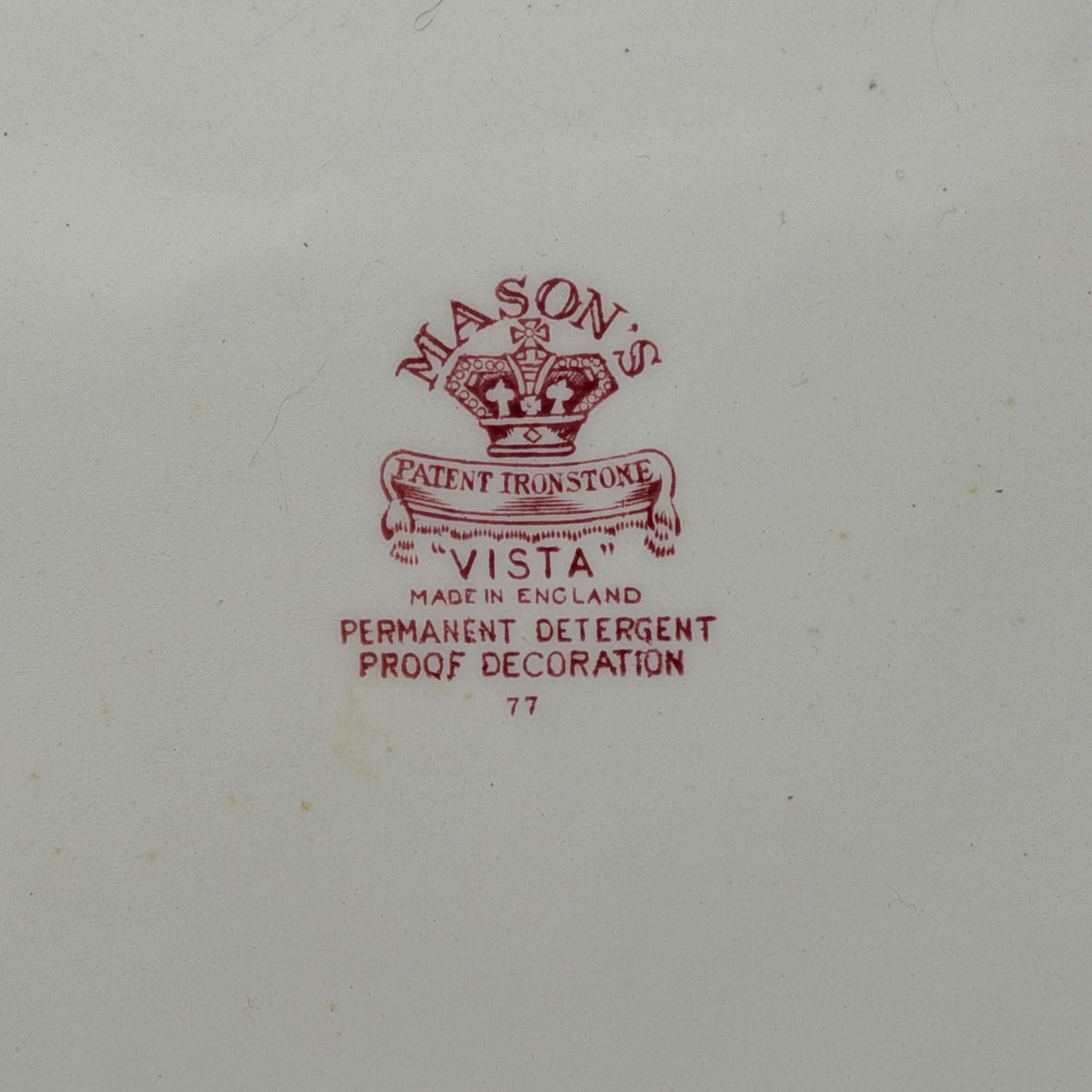 Vintage Mason's Vista Red Transferware Ironstone Plate Made in England 10.5"