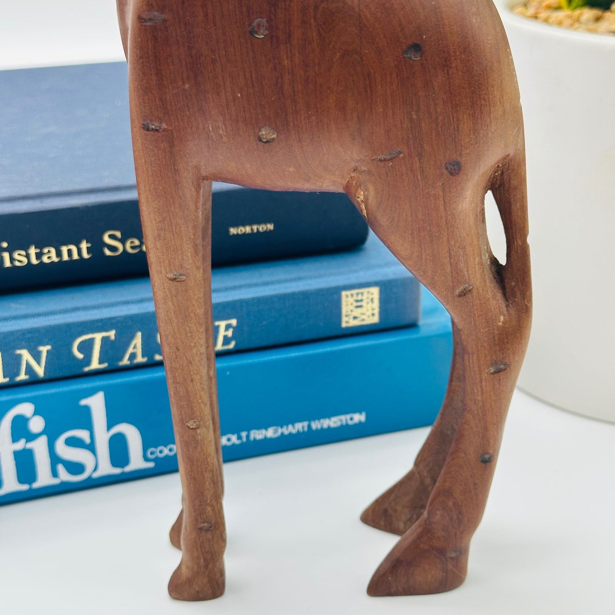 Hand Carved Wooden Giraffe Figurine 12" Boho African Safari Decor