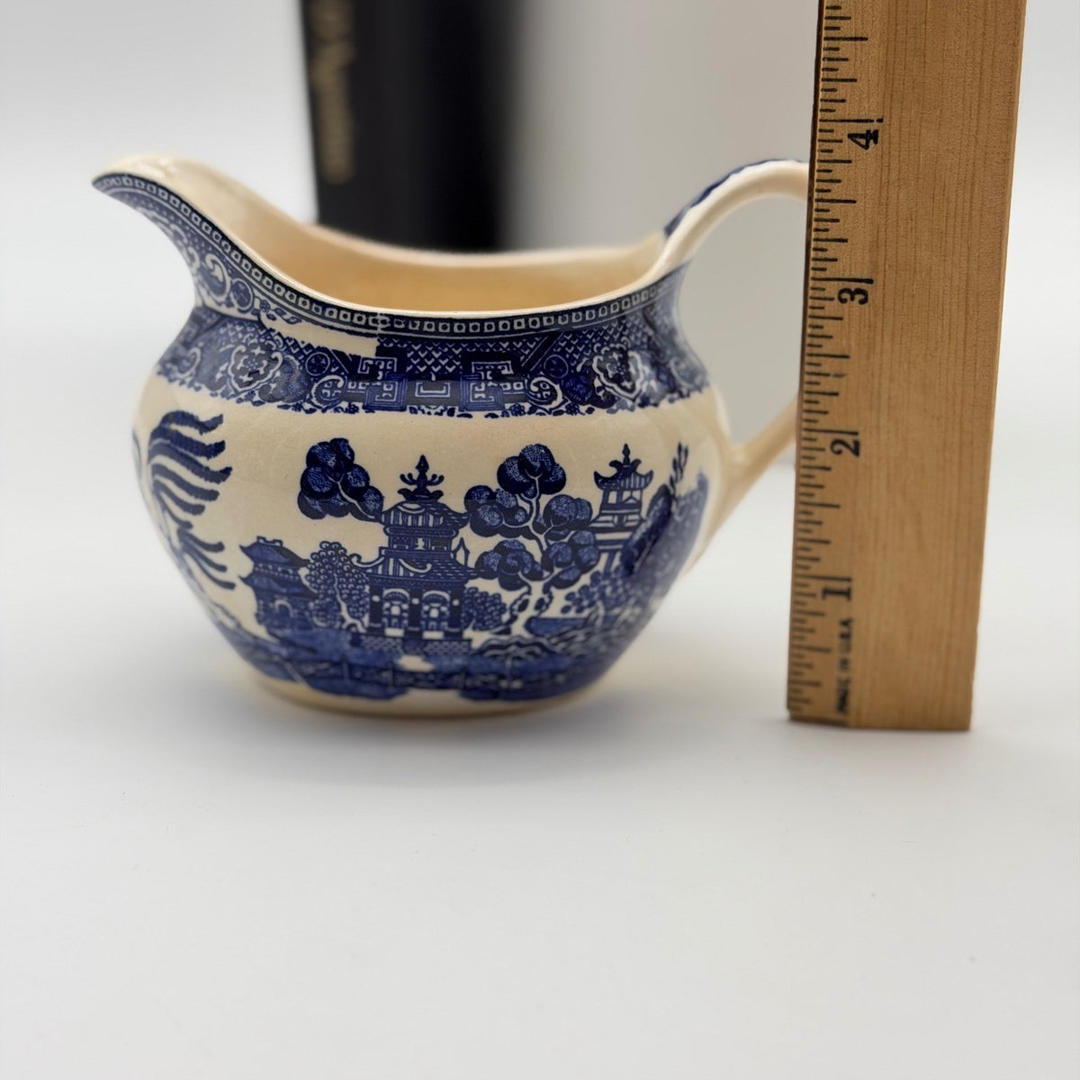 Vintage Blue Willow Pattern Ceramic Creamer Pitcher Blue White Chinoiserie
