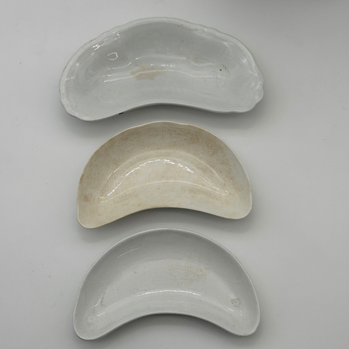 Vintage Bone Dishes Grindley Laughlin Shaw Ironstone Set of 3 Stained and Crazed