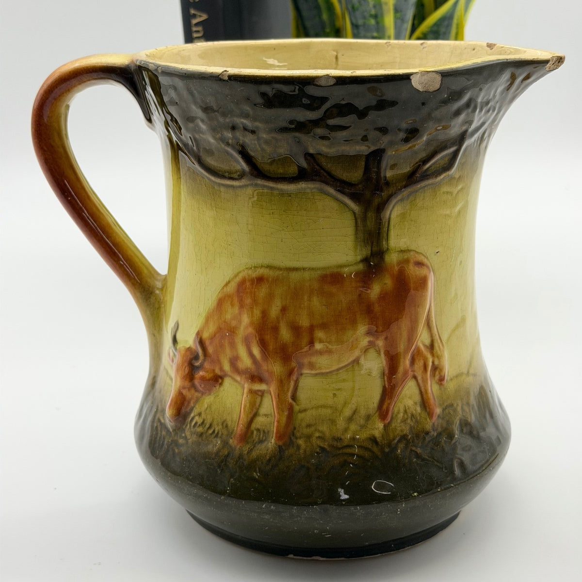 Antique Roseville Cow Pitcher Early 1900s 7.5" Farmhouse Rustic Milk Jug