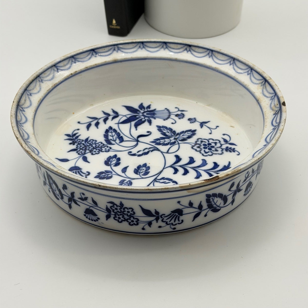 Antique German Blue Onion Ceramic Baking Dish Bowl 9518/2 Blue and White Floral