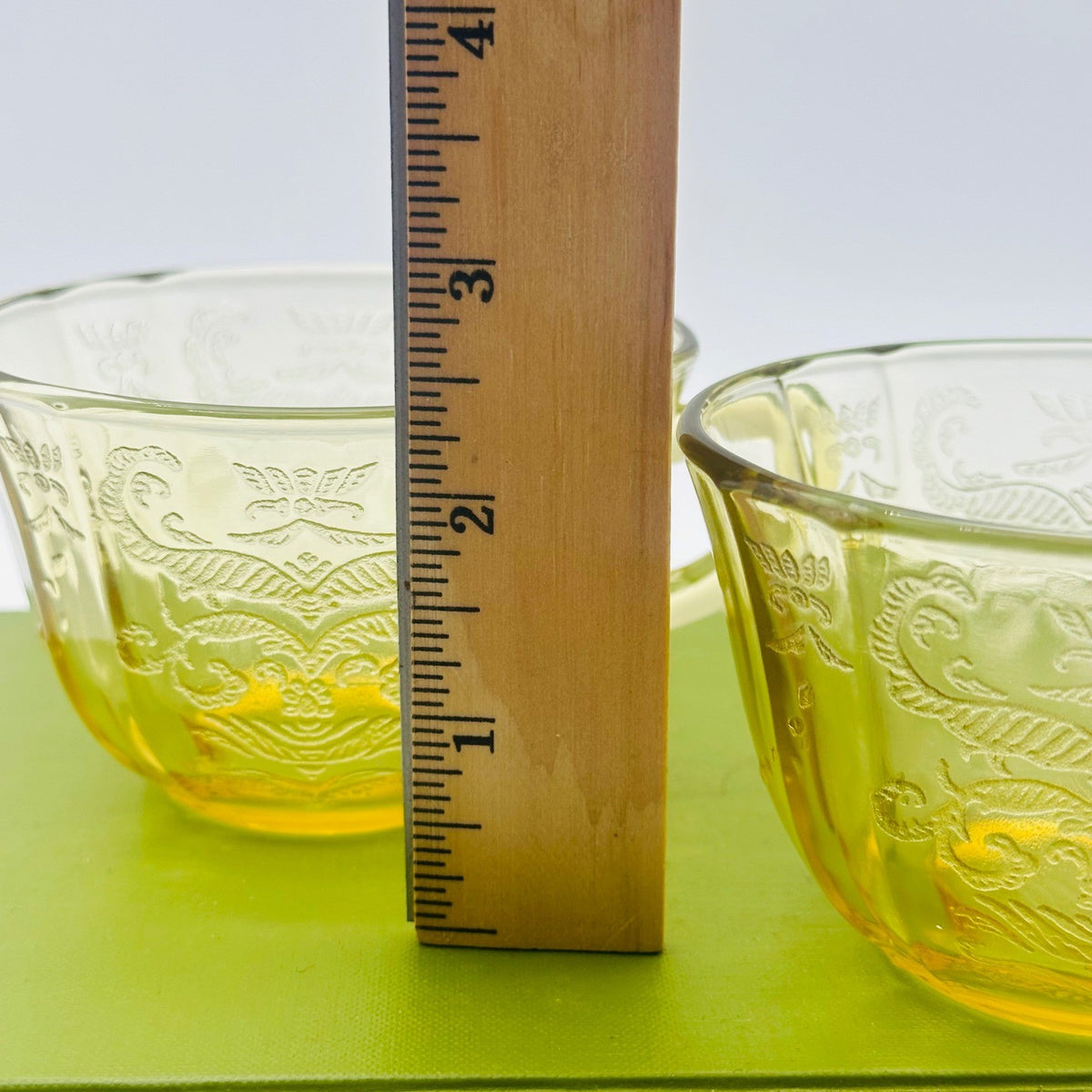 Federal Glass Madrid Yellow Depression Glass Teacups Set of 2