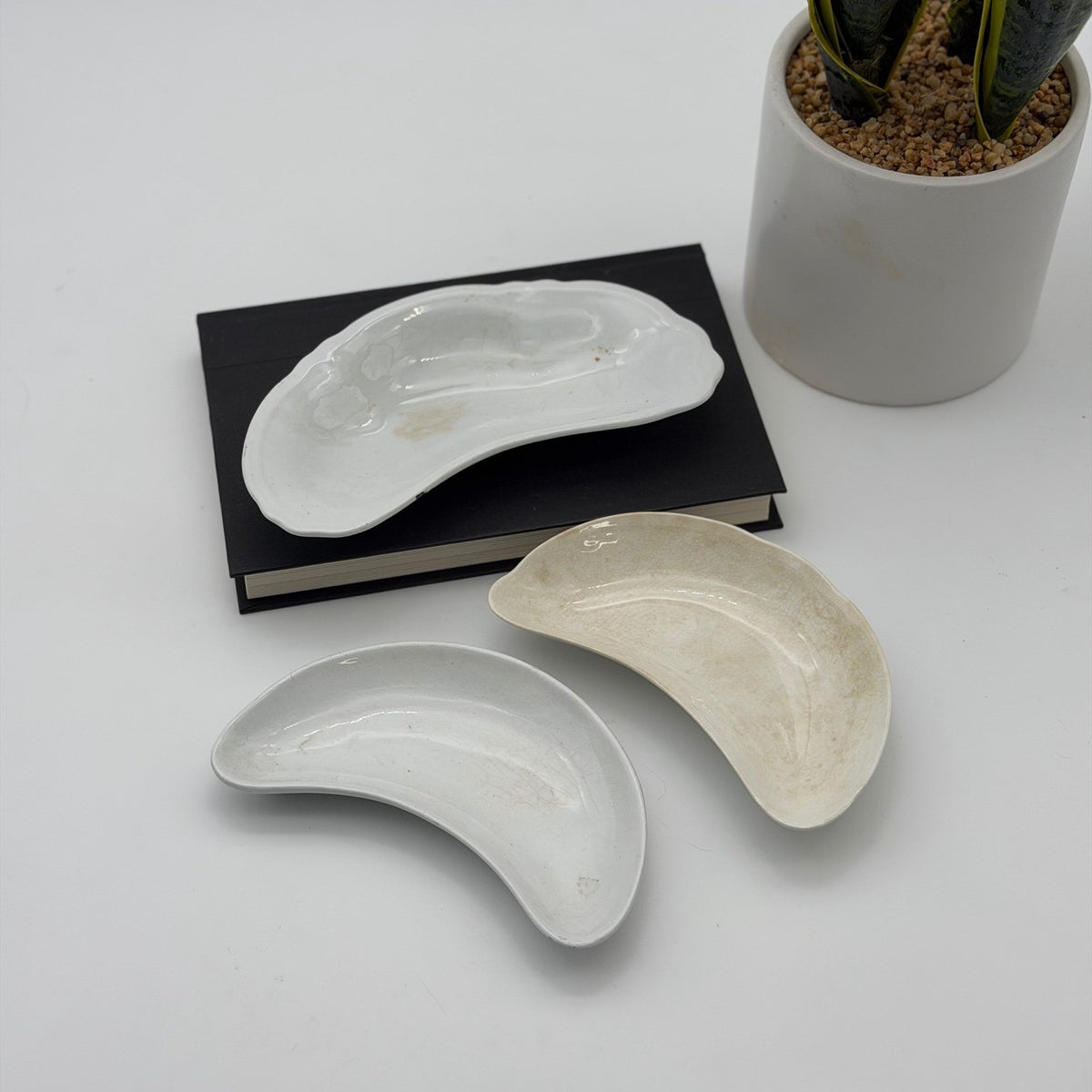 Vintage Bone Dishes Grindley Laughlin Shaw Ironstone Set of 3 Stained and Crazed