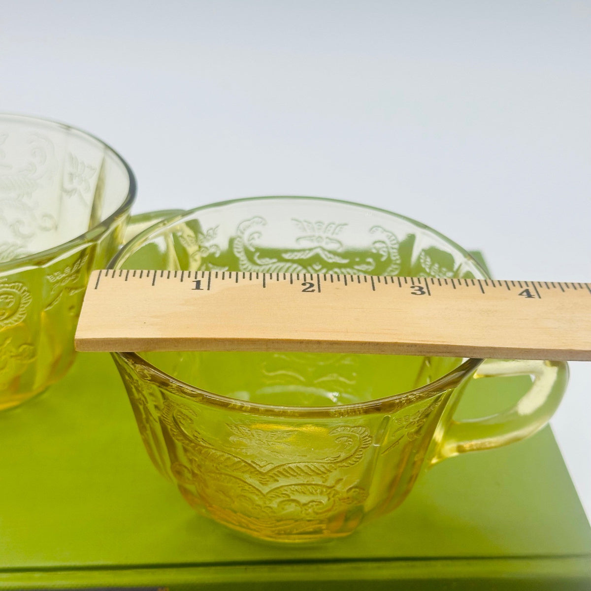 Federal Glass Madrid Yellow Depression Glass Teacups Set of 2