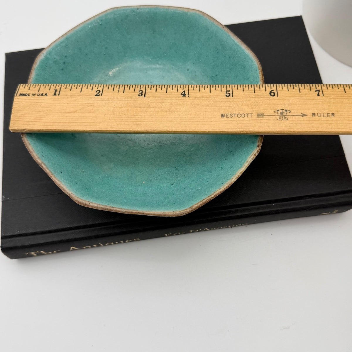 Antique Nyonya Peranakan Octagonal Turquoise Footed Bowl Floral 5.5"