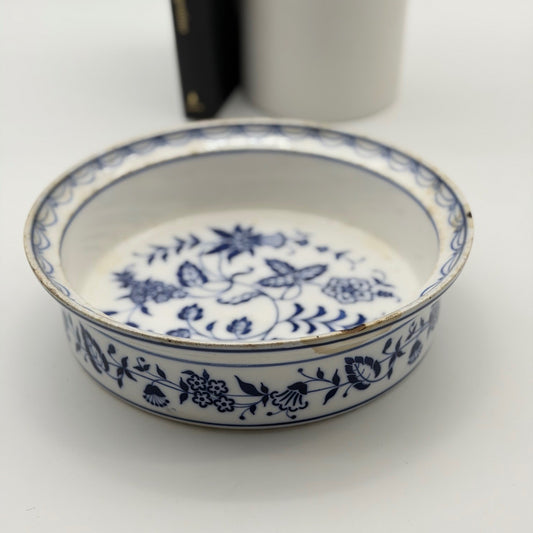 Antique German Blue Onion Ceramic Baking Dish Bowl 9518/2 Blue and White Floral