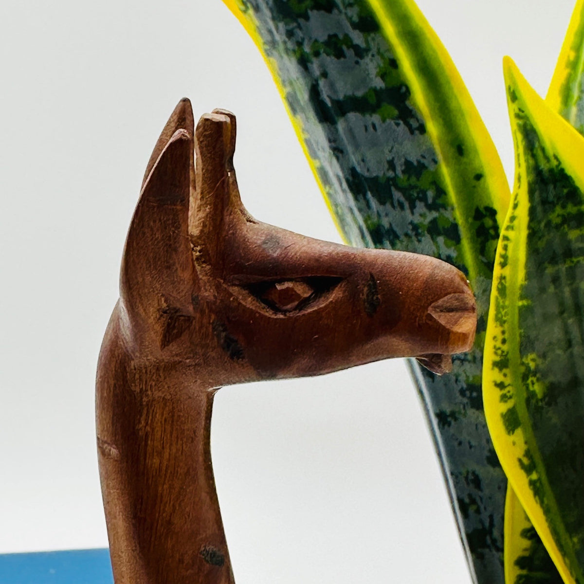 Hand Carved Wooden Giraffe Figurine 12" Boho African Safari Decor