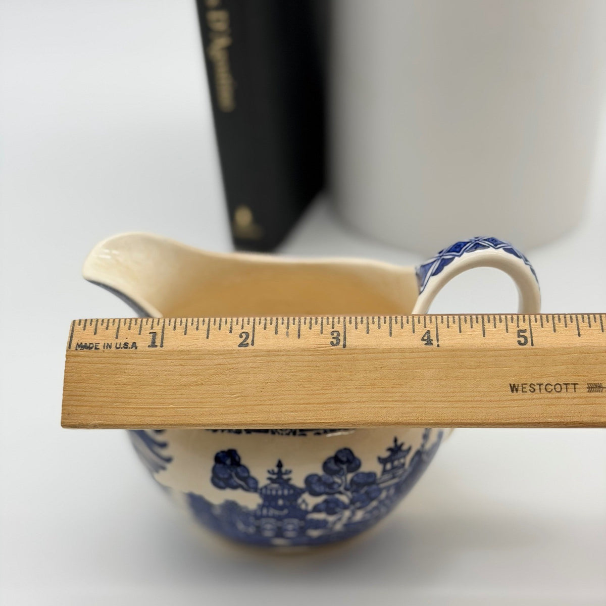 Vintage Blue Willow Pattern Ceramic Creamer Pitcher Blue White Chinoiserie