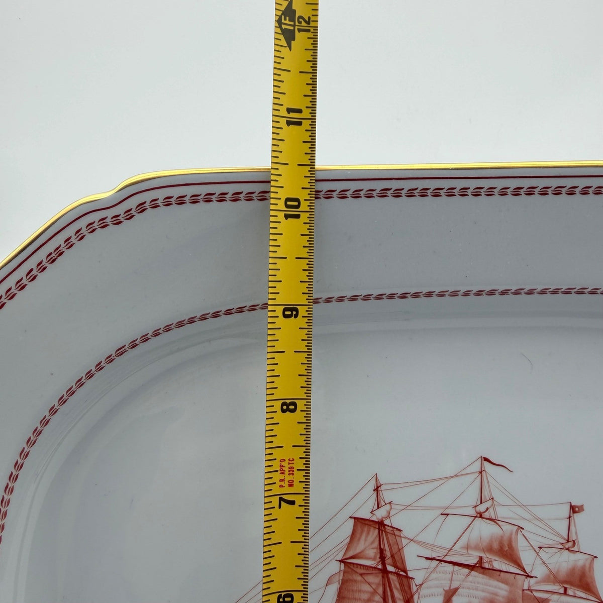 Vintage Spode Trade Winds Rust Red Ship  Serving Platter 14" Windsor Castle Fall