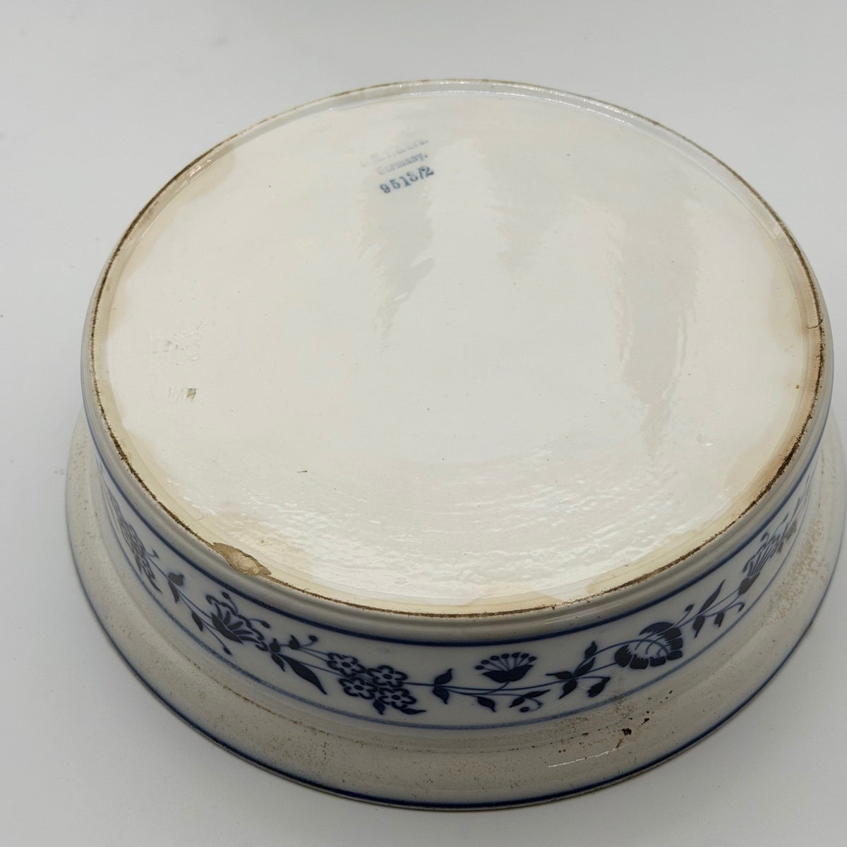 Antique German Blue Onion Ceramic Baking Dish Bowl 9518/2 Blue and White Floral