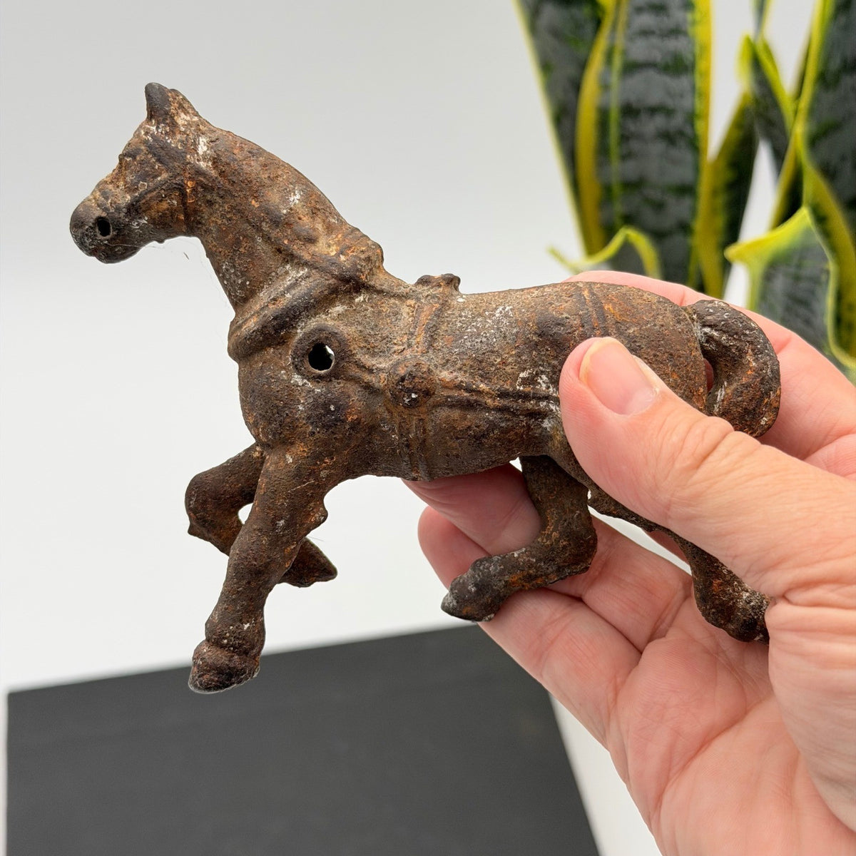 Antique Cast Iron Horse Figurine Rustic Equestrian Primitive Decor