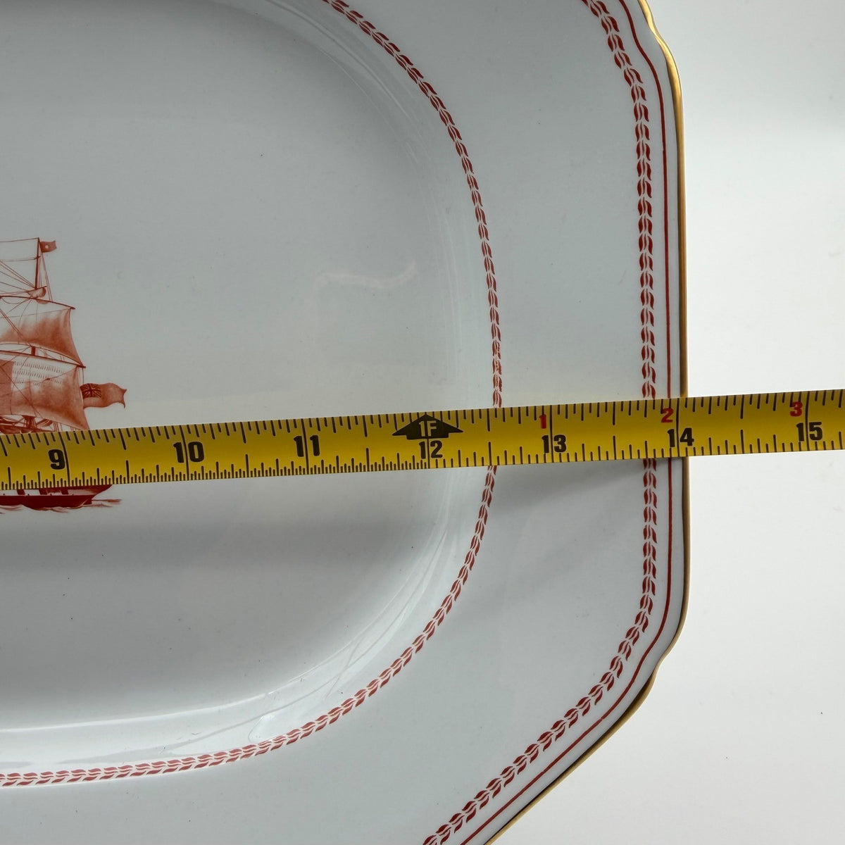 Vintage Spode Trade Winds Rust Red Ship  Serving Platter 14" Windsor Castle Fall