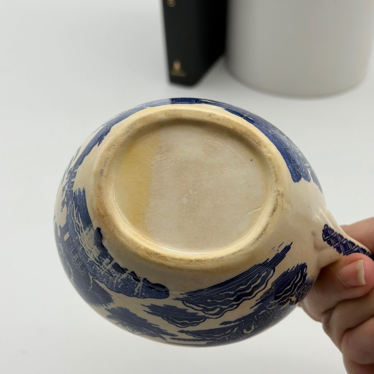 Vintage Blue Willow Pattern Ceramic Creamer Pitcher Blue White Chinoiserie