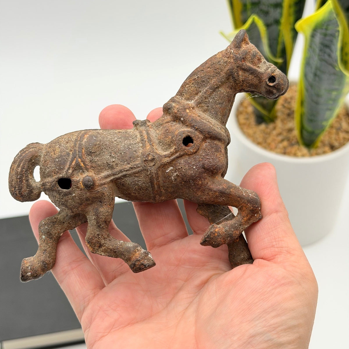 Antique Cast Iron Horse Figurine Rustic Equestrian Primitive Decor