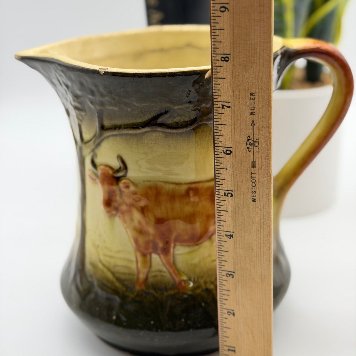 Antique Roseville Cow Pitcher Early 1900s 7.5" Farmhouse Rustic Milk Jug