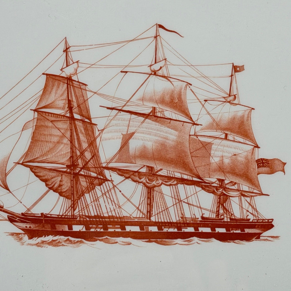 Vintage Spode Trade Winds Rust Red Ship  Serving Platter 14" Windsor Castle Fall
