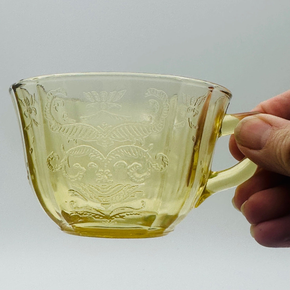Federal Glass Madrid Yellow Depression Glass Teacups Set of 2